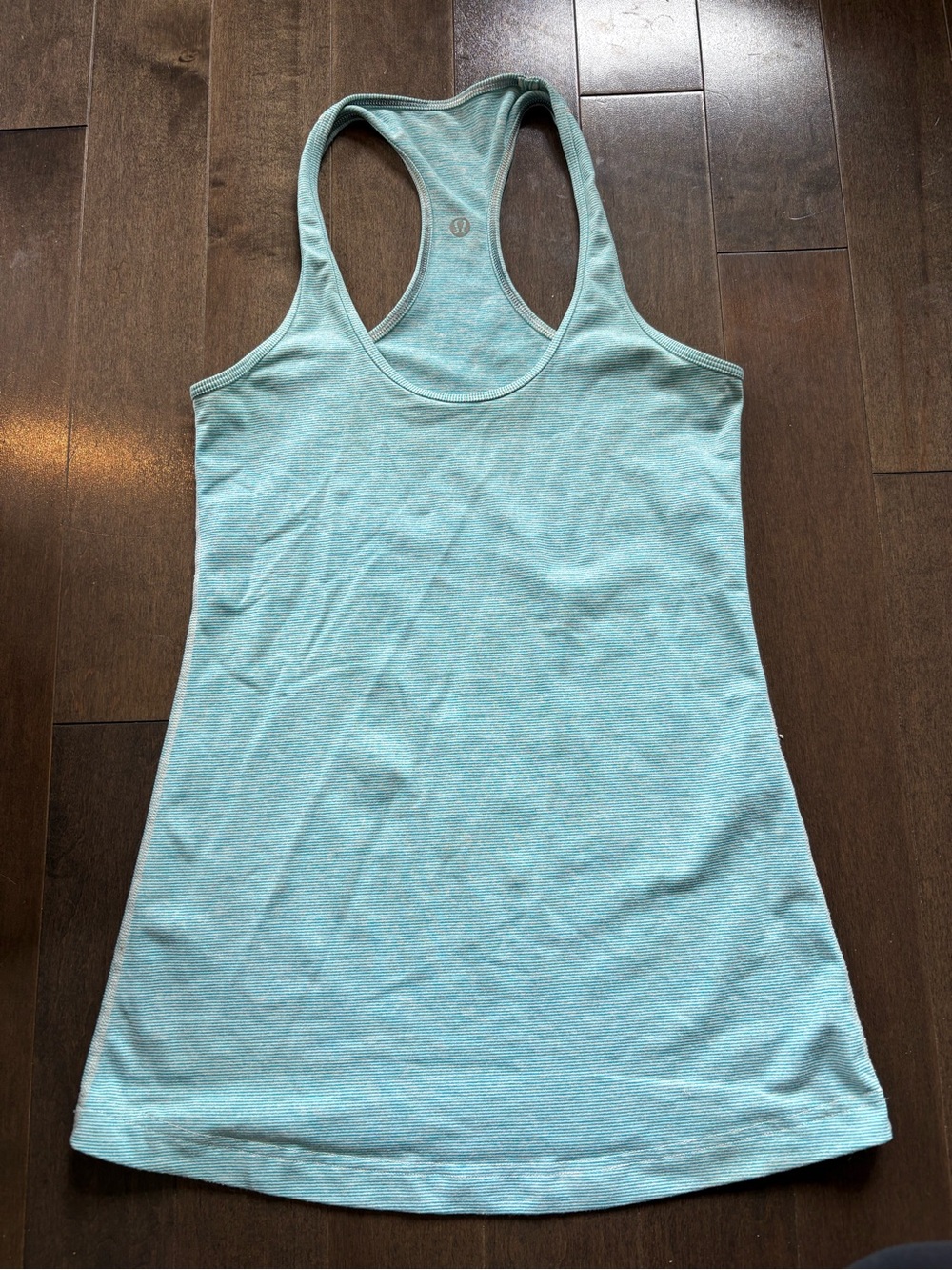 LULULEMON Cool Racerback Tank Top Light Blue Heathered Stripe Size 6